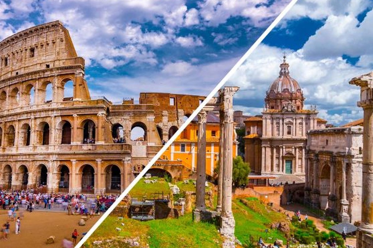 El Coliseo y las ruinas del Foro Romano en Roma