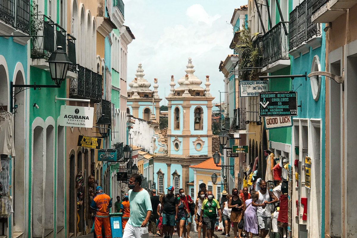 Casas coloniales coloridas del Pelourinho en Salvador de Bahía